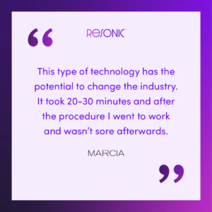 Resonic industry changing technology for the treatment of cellulite on the buttocks and thighs.